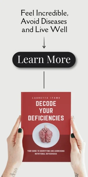 a woman hand holding a book titled "decode your deficiencies"